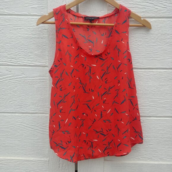 4/$20 Banana Republic sleeveless floral orange red blouse top Small - Picture 6 of 11